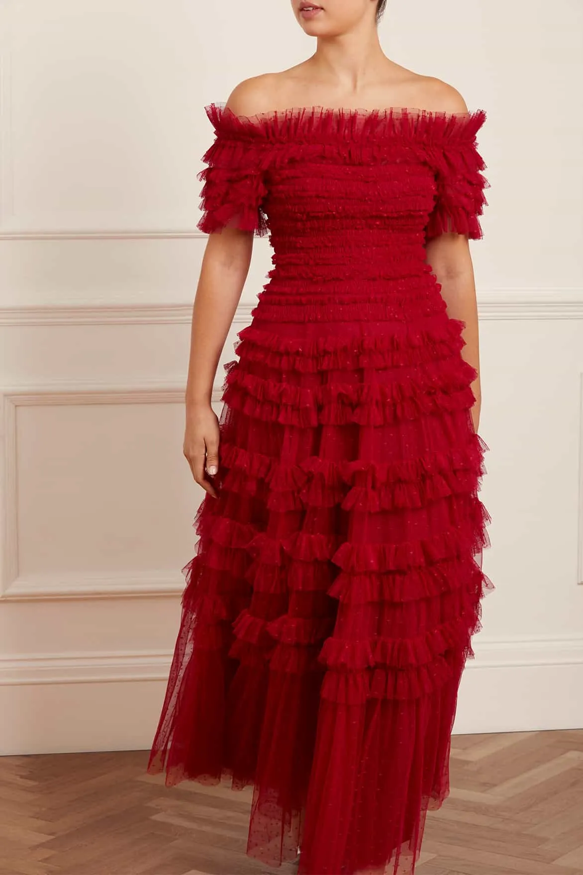 Lisette Ruffle Off Shoulder Gown
