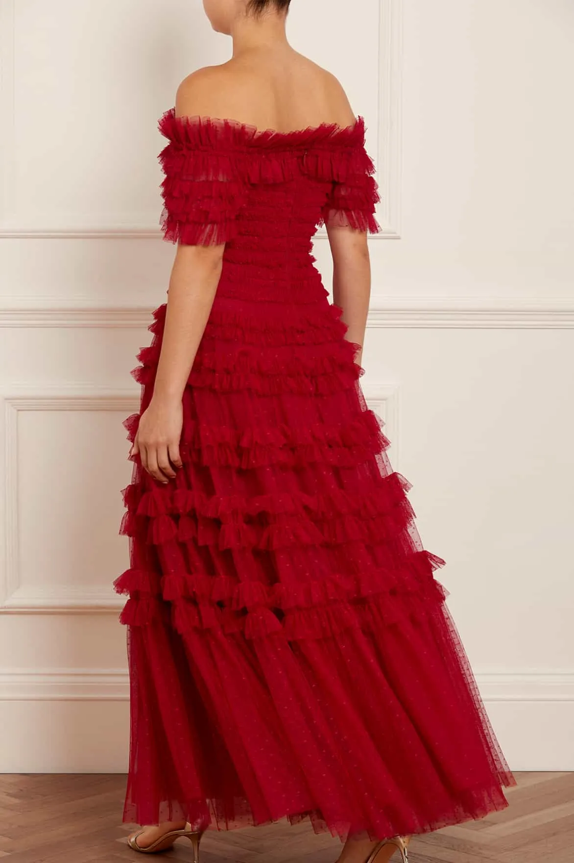 Lisette Ruffle Off Shoulder Gown