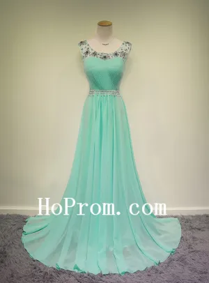 Long Prom Dresses,Mint Prom Dress,Chiffon Evening Dresses