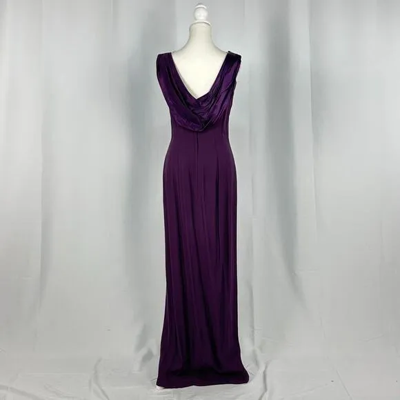 Loralie Purple &amp; Black Maxi Prom Dress Beaded Shoulder Floral Design New Size 10