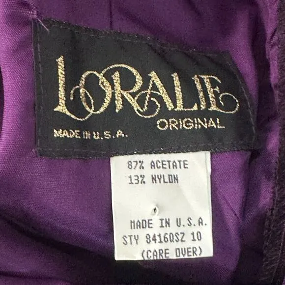 Loralie Purple &amp; Black Maxi Prom Dress Beaded Shoulder Floral Design New Size 10