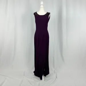 Loralie Purple &amp; Black Maxi Prom Dress Beaded Shoulder Floral Design New Size 10