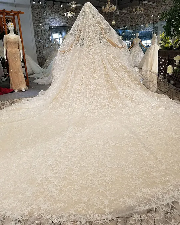 Luxury 2018 Ball Gown Wedding Dresses with Stars Sparkly Bridal Wedding Gowns