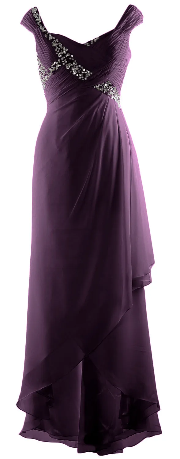 MACloth Plus Size Prom Dresses High Low V Neck Wedding Party Formal Evening Gown