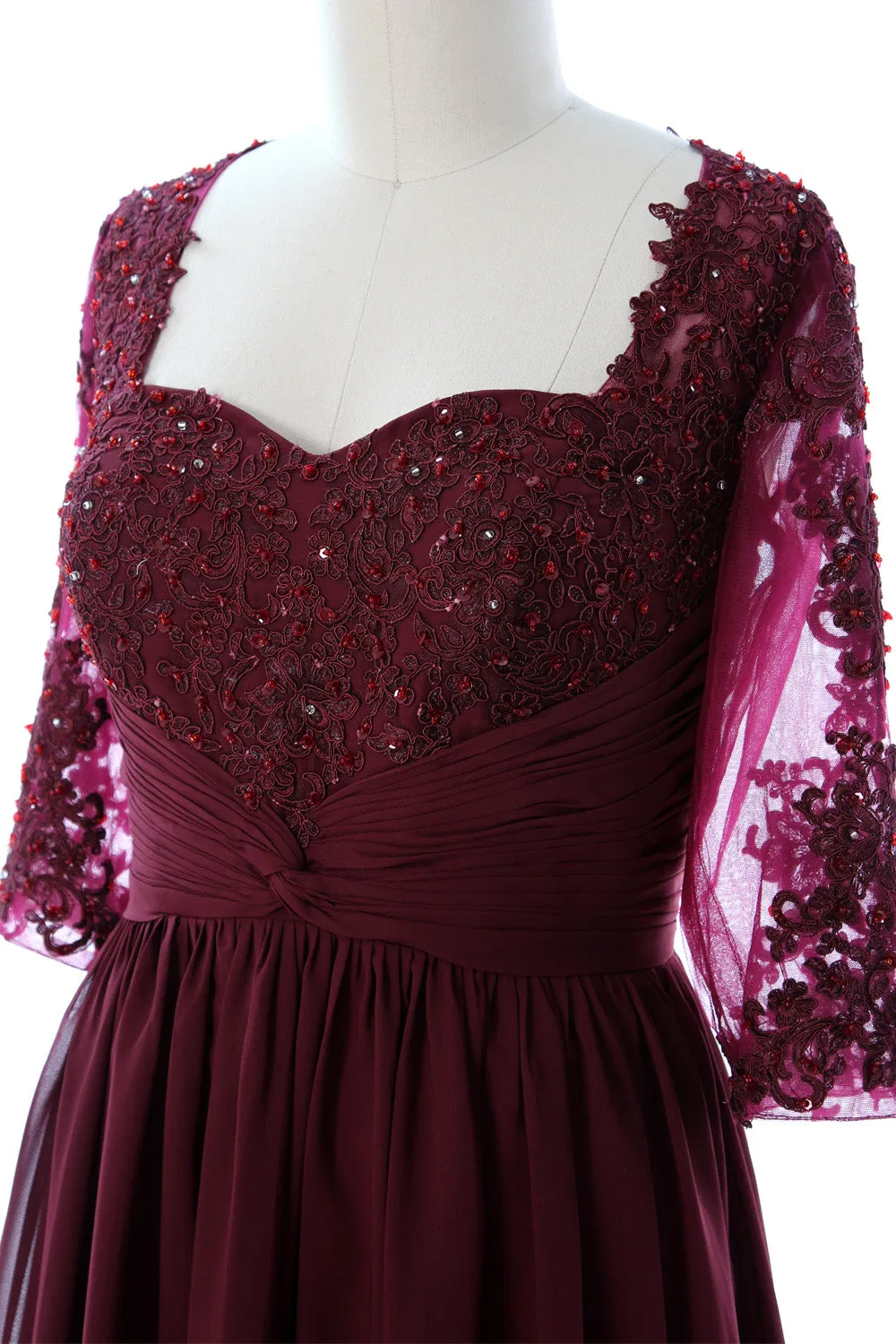 MACloth Women Midi Cocktail Formal Gown Half Sleeve Lace Mother of Bride Dress