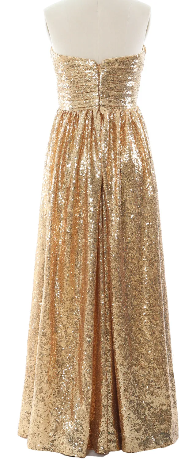 MACloth Women Sequin Bridesmaid Dresses Sweetheart Long Wedding Evening Gown