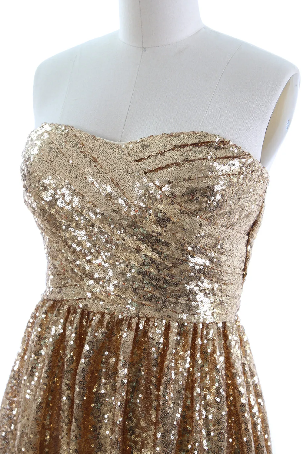 MACloth Women Sequin Bridesmaid Dresses Sweetheart Long Wedding Evening Gown