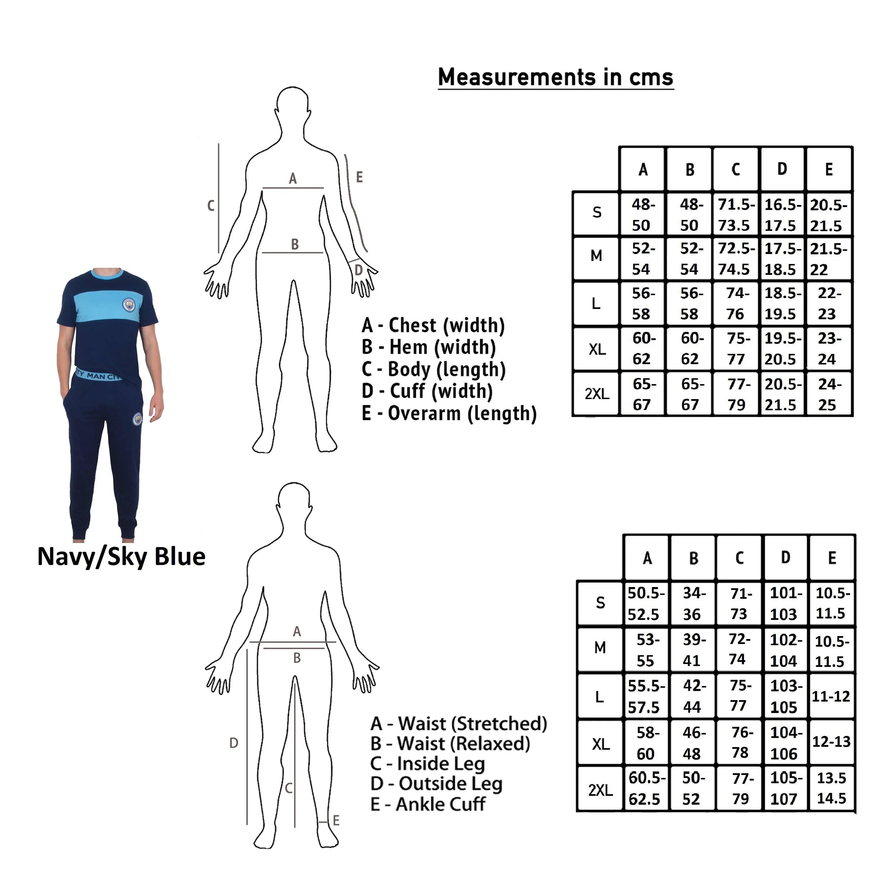 Manchester City FC Mens Pyjamas Long
