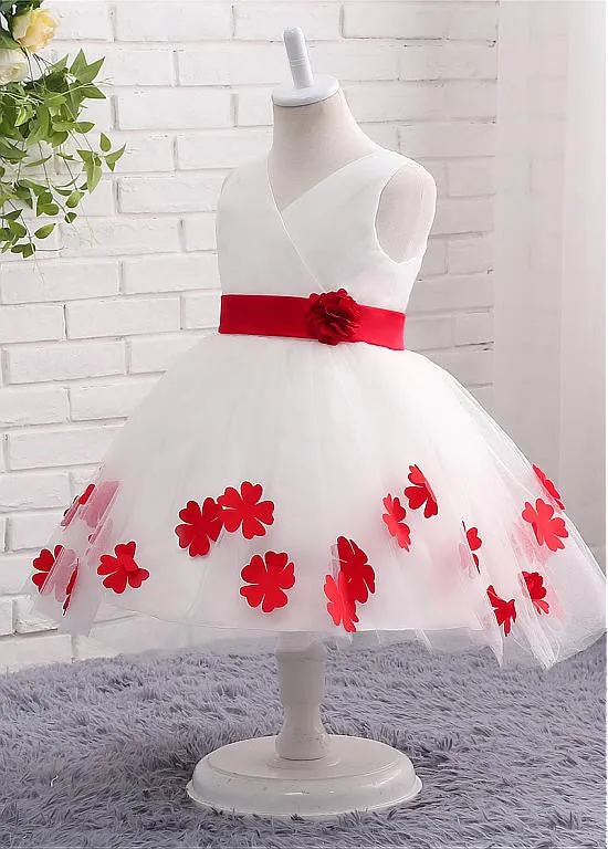 Marvelous Tulle V-neck Neckline Ball Gown Flower Girl Dresses
