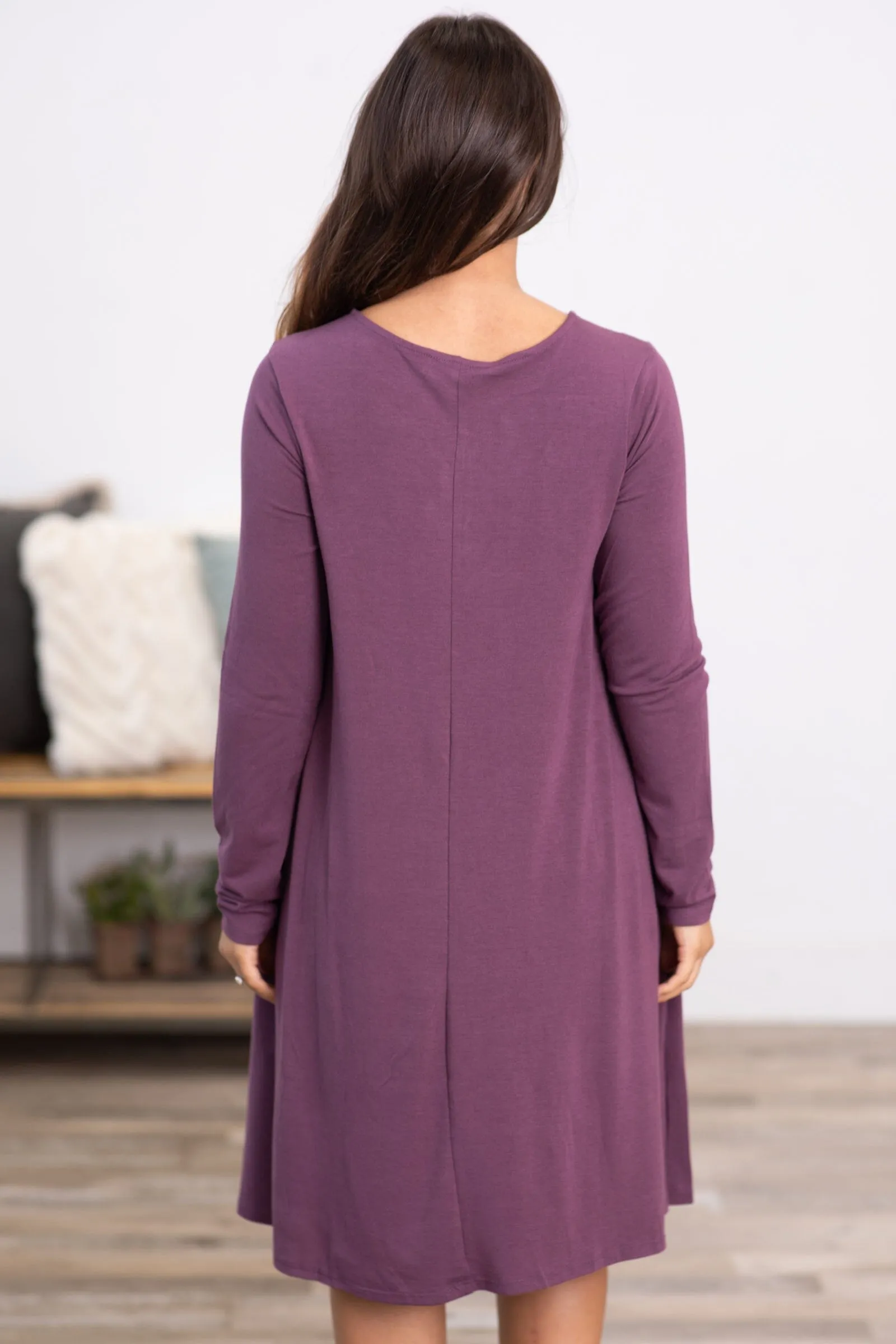 Mauve Long Sleeve Knit Dress