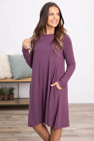 Mauve Long Sleeve Knit Dress