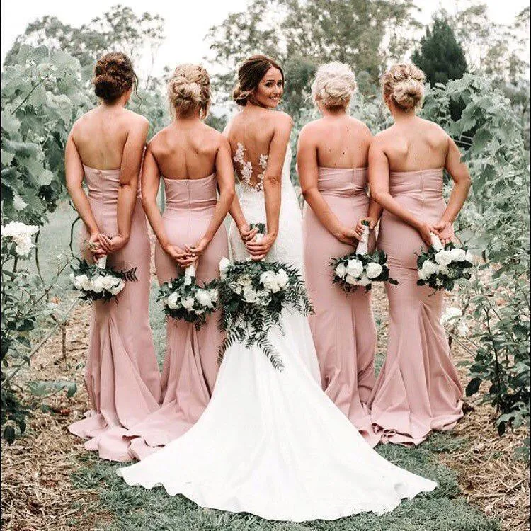 Mermaid Sweetheart Long Satin Bridesmaid Dresses With Satin, BD1031