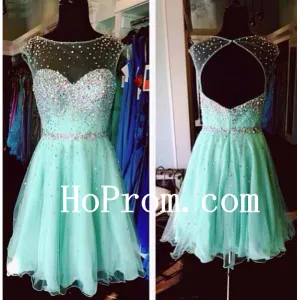 Mint Chiffon Prom Dress,Short Prom Dresses,Evening Dress