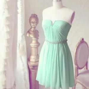 mint green bridesmaid dresses short chiffon 2020 cheap wedding party dresses with beaded belt