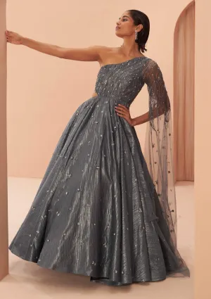 Mirage blue crushed gown