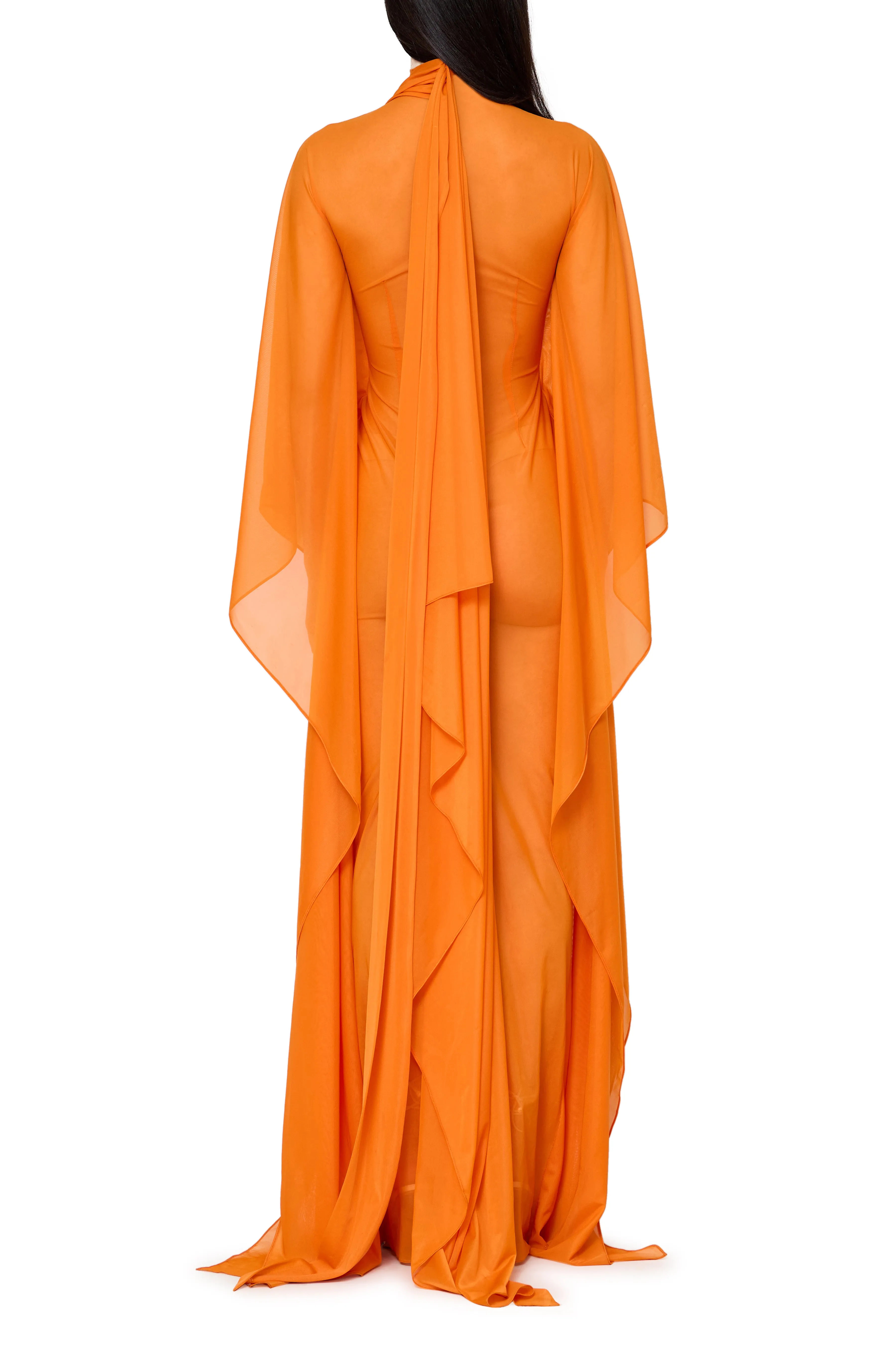 Mockneck Gown with Sweeping Dolman Sleeves