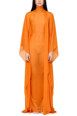 Mockneck Gown with Sweeping Dolman Sleeves