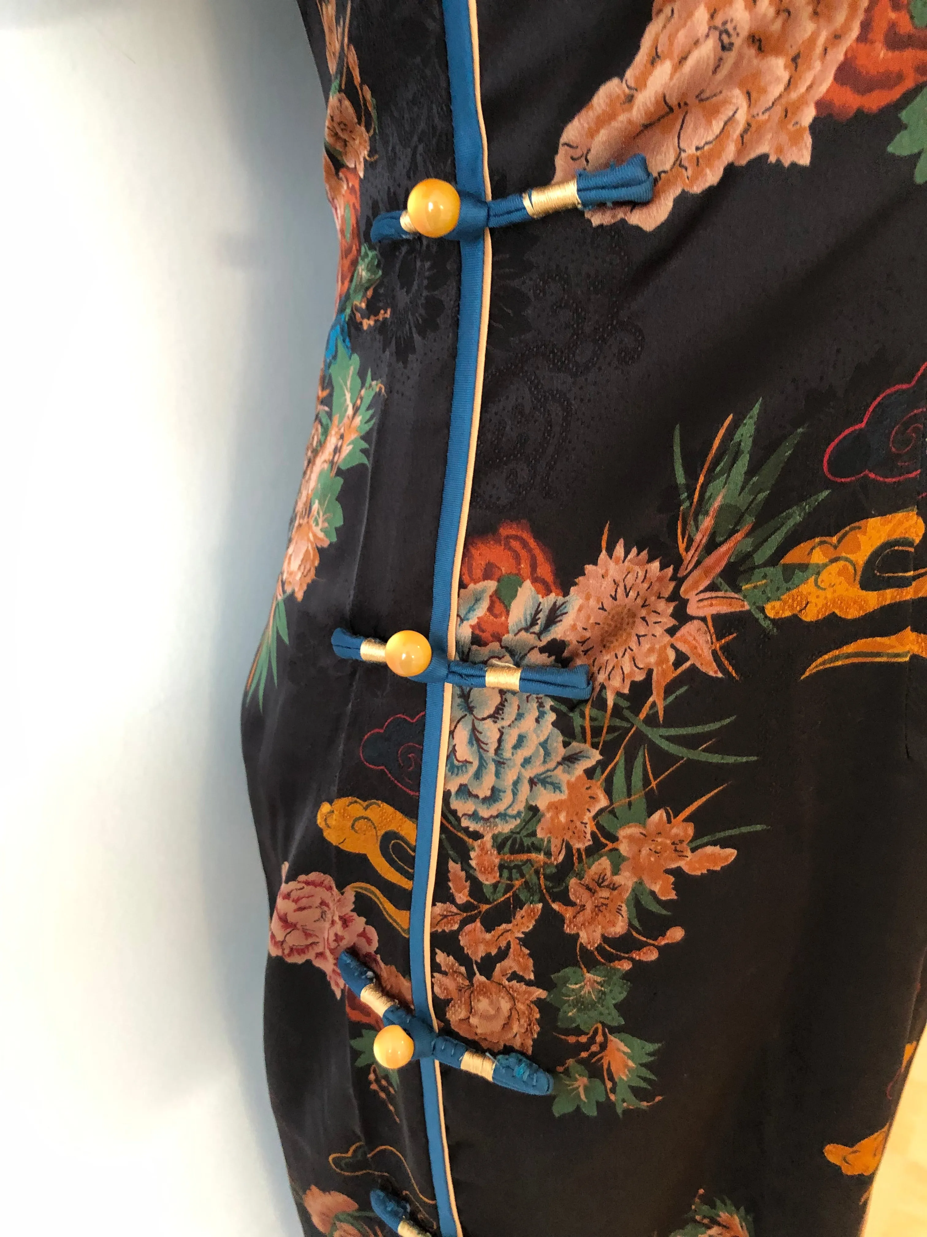 Modern Chinese qipao, Chinese Cheongsam Dress, black jacquard qipao, Ball Gowns, mandarin collar