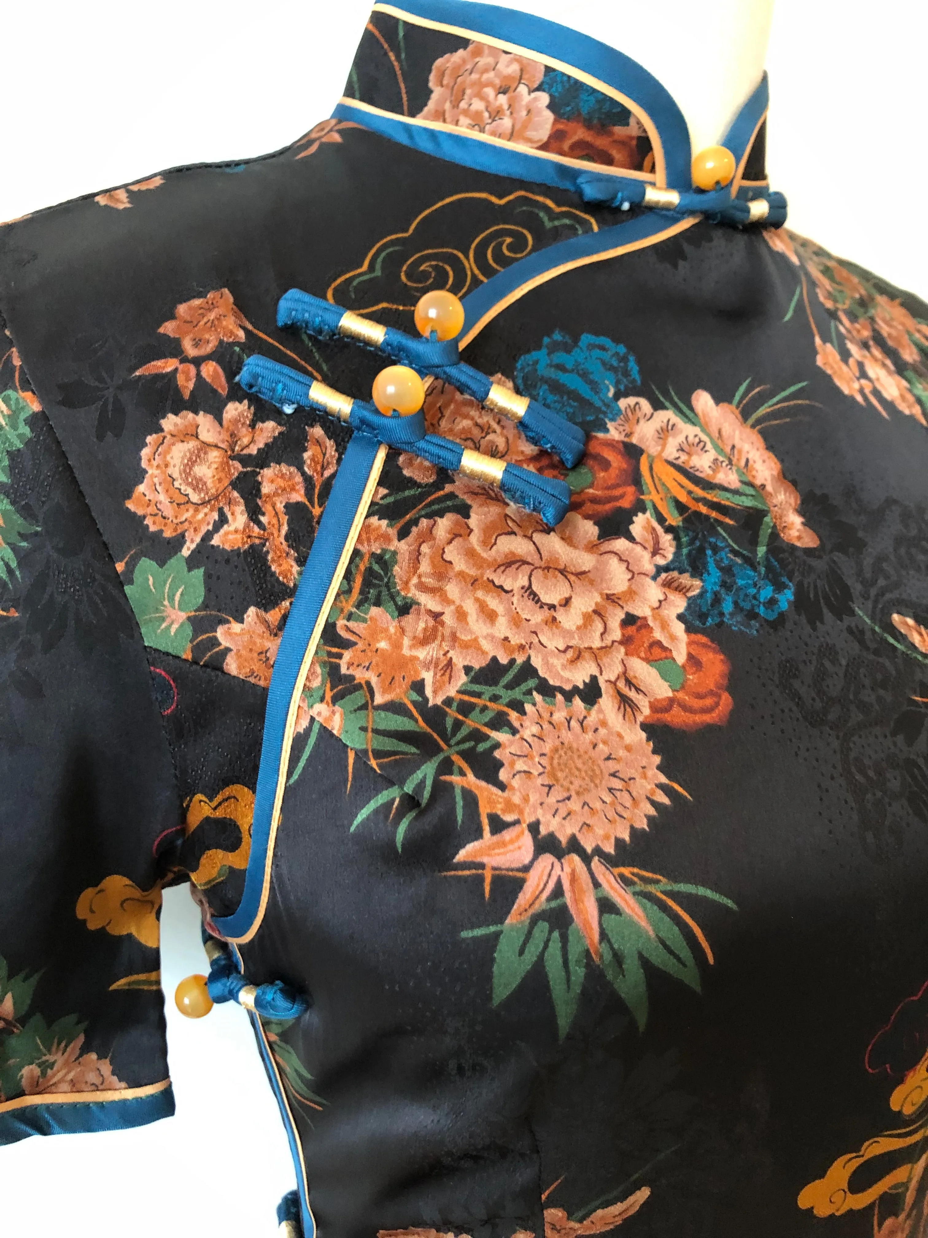 Modern Chinese qipao, Chinese Cheongsam Dress, black jacquard qipao, Ball Gowns, mandarin collar