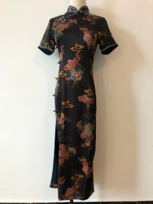 Modern Chinese qipao, Chinese Cheongsam Dress, black jacquard qipao, Ball Gowns, mandarin collar