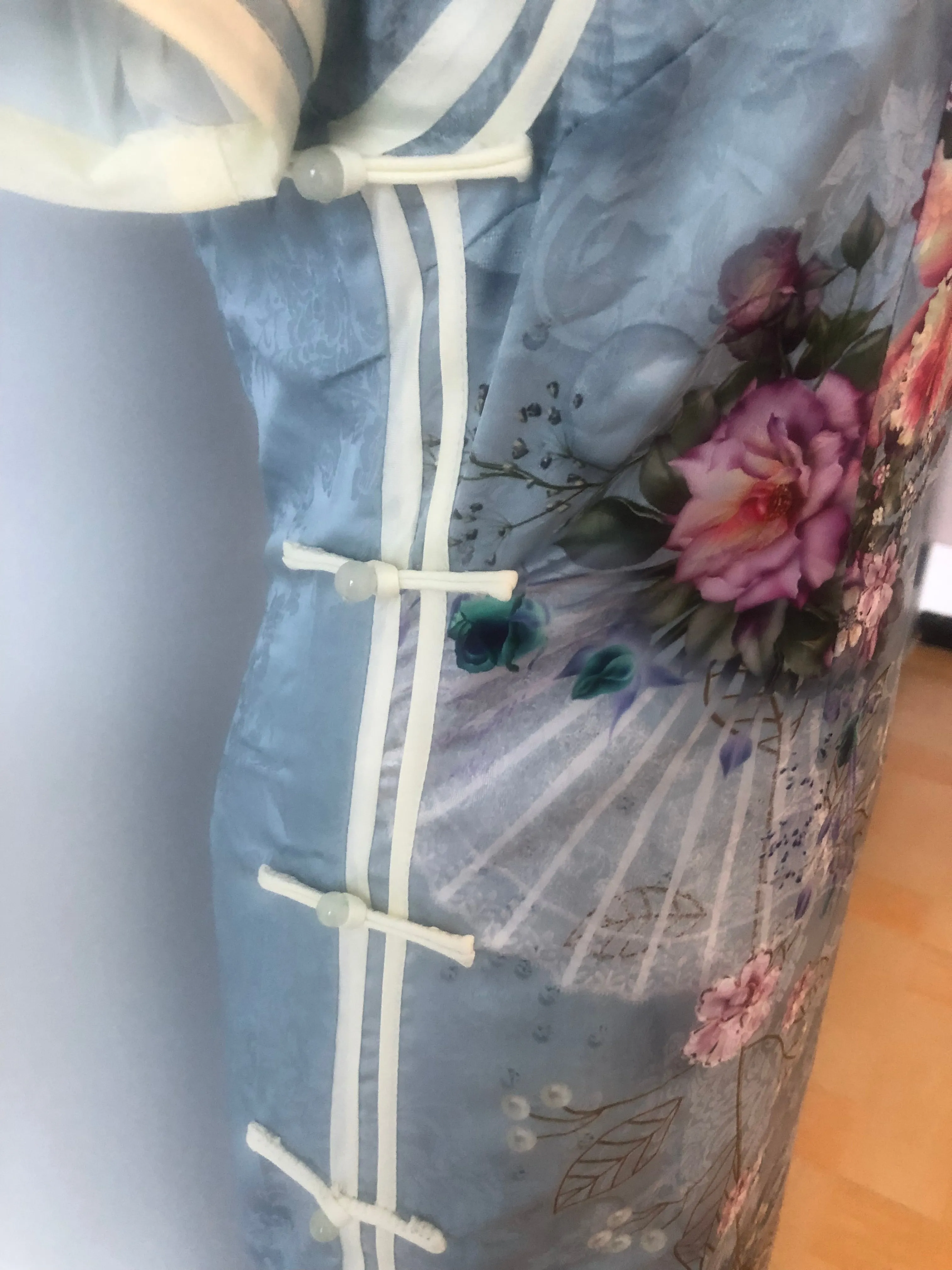 Modern Chinese qipao, Chinese Cheongsam Dress, light blue jacquard qipao, Ball Gowns, mandarin collar