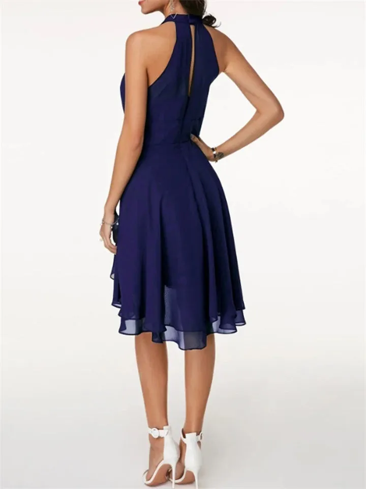 New Elegant Halter Sleeveless High Waist Slim-Fit Cocktail Dresses For Wedding Guest
