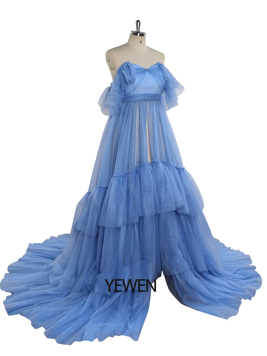 New Ruffle Maternity Dresses for Pictures Maternity Gowns for Photography YEWEN YW220921