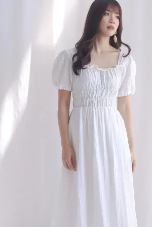 Nicolette Rich Waist Midi Dress In White