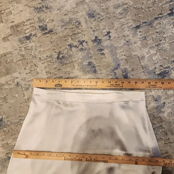 NWT Ann Taylor Beige Greige Silver Satin Midi Skirt Size 12
