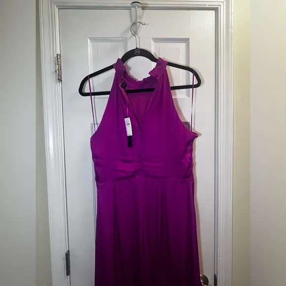 NWT Banana Republic Satin Magenta Midi Cocktail Dress - Size 12