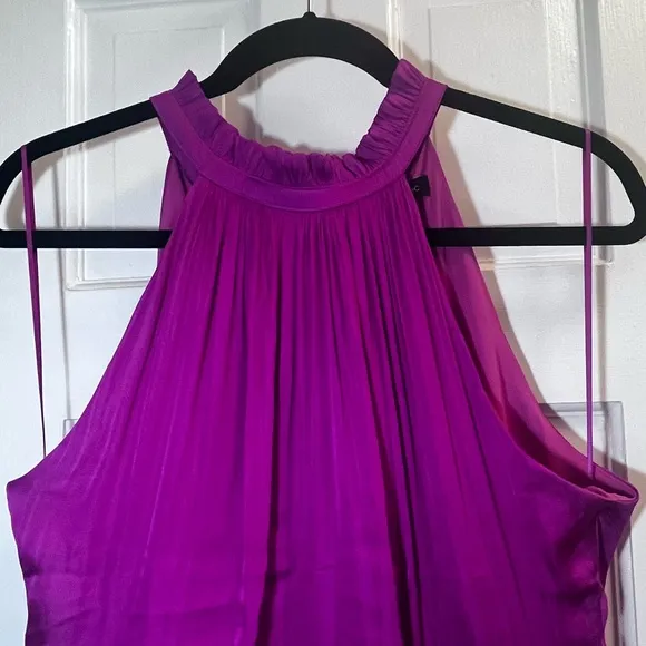 NWT Banana Republic Satin Magenta Midi Cocktail Dress - Size 12