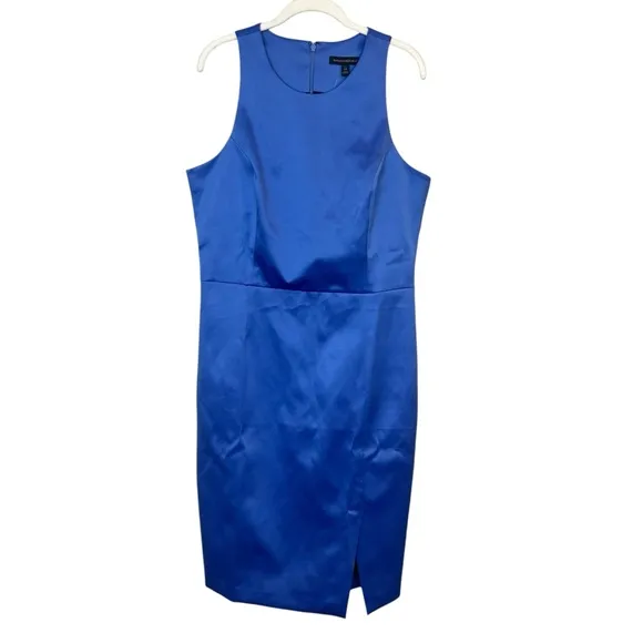 NWT Banana Republic Satin Sheath Dress SZ 14 *TALL* Periwinkle Blue Sleeveless