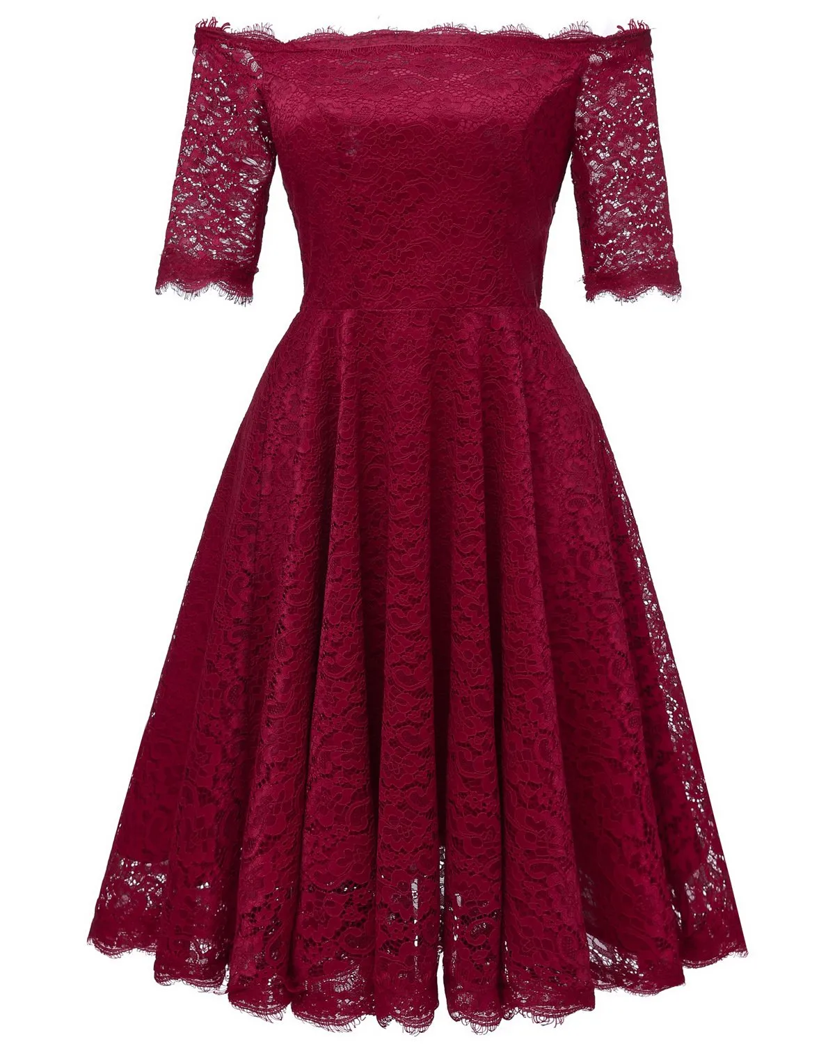 Off-the-shoulder Dark Blue Bridesmaid Wedding Guest Dress with Sleeves