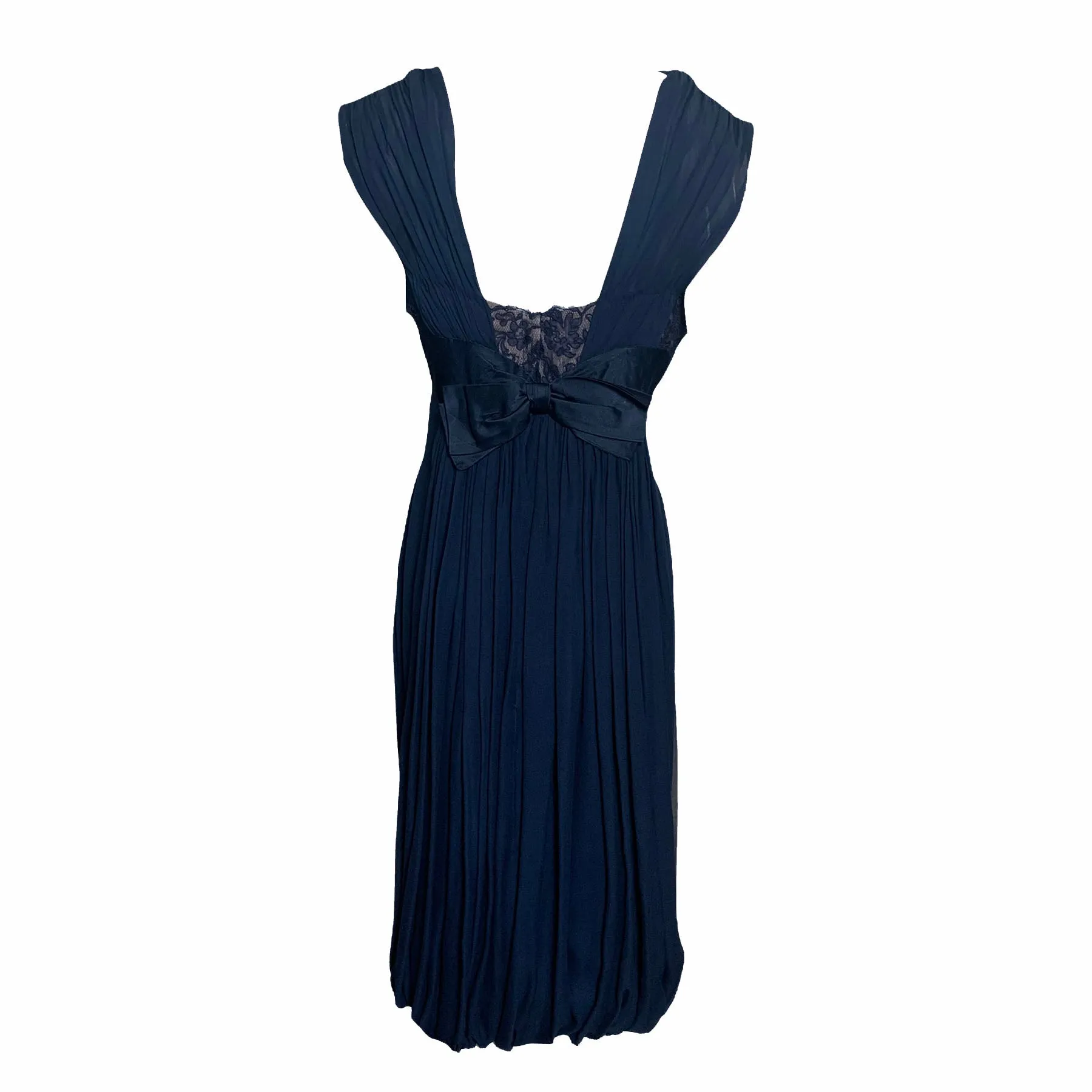 Oleg Cassini 60s Attribution Royal Blue Chiffon Cocktail Dress