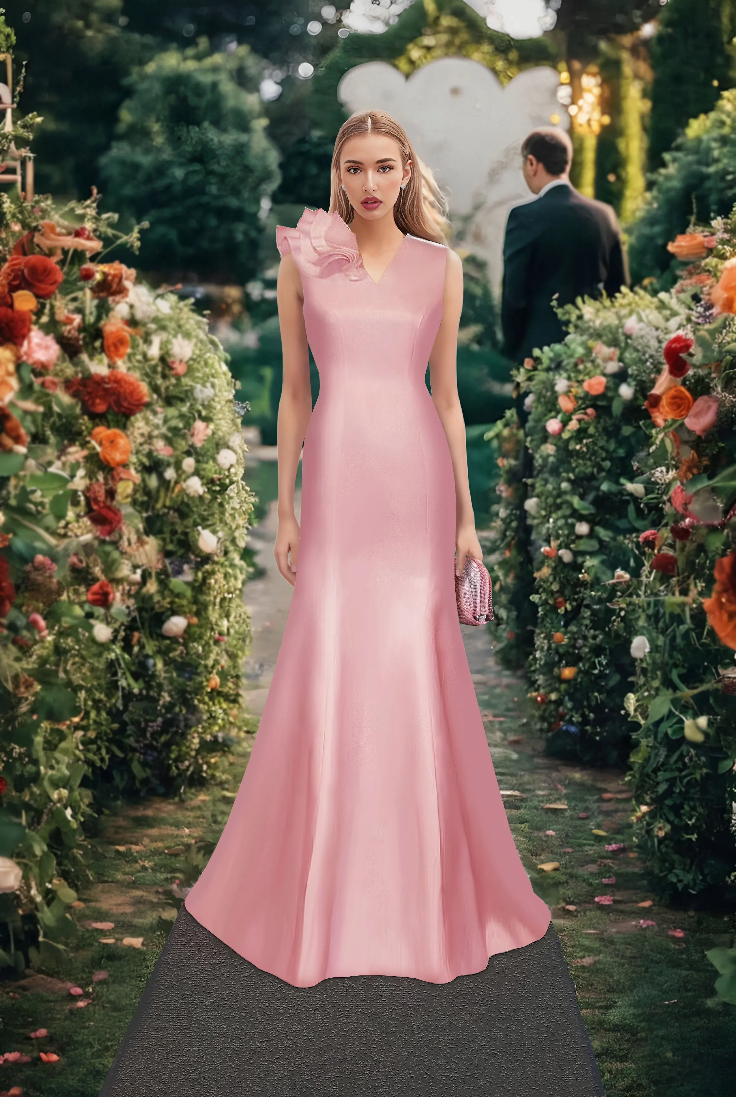 Olympia V-Neck Evening Gown