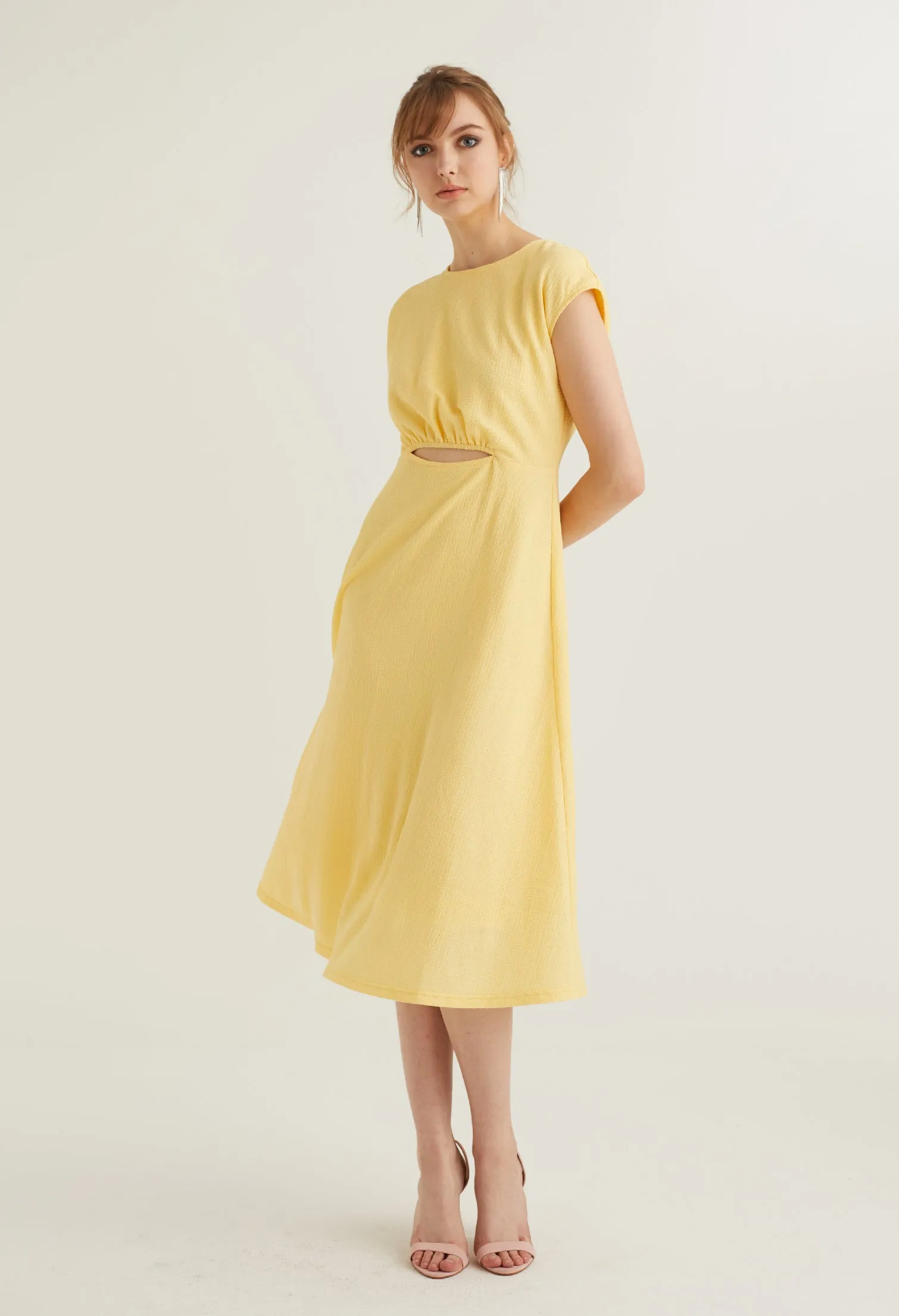 Open Detail High Neck Midi Dress