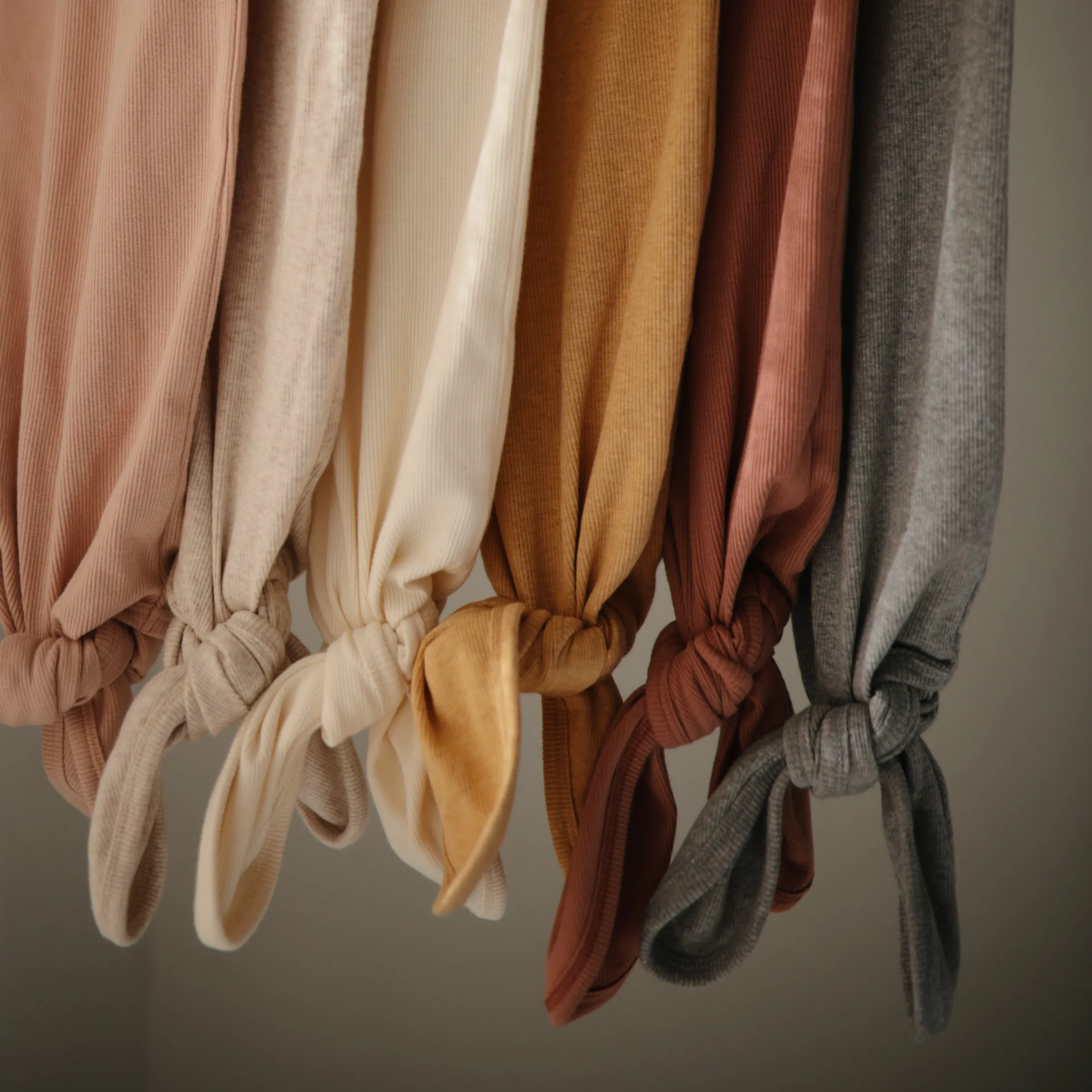 Organic Cotton Ribbed Knot Gown - Blush