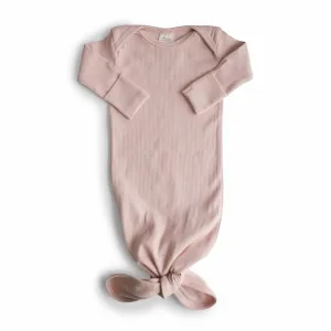 Organic Cotton Ribbed Knot Gown - Blush
