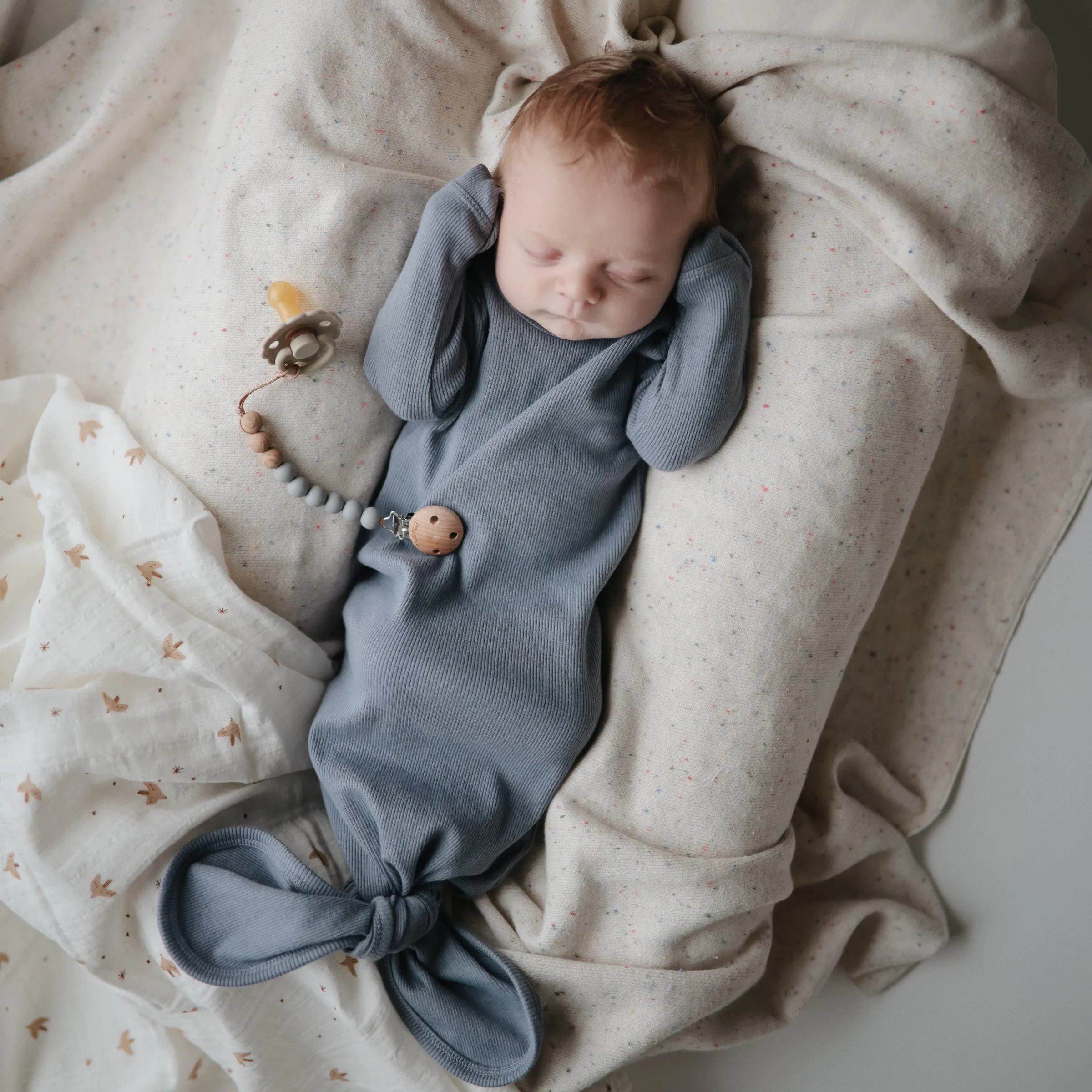 Organic Cotton Ribbed Knot Gown - Tradewinds