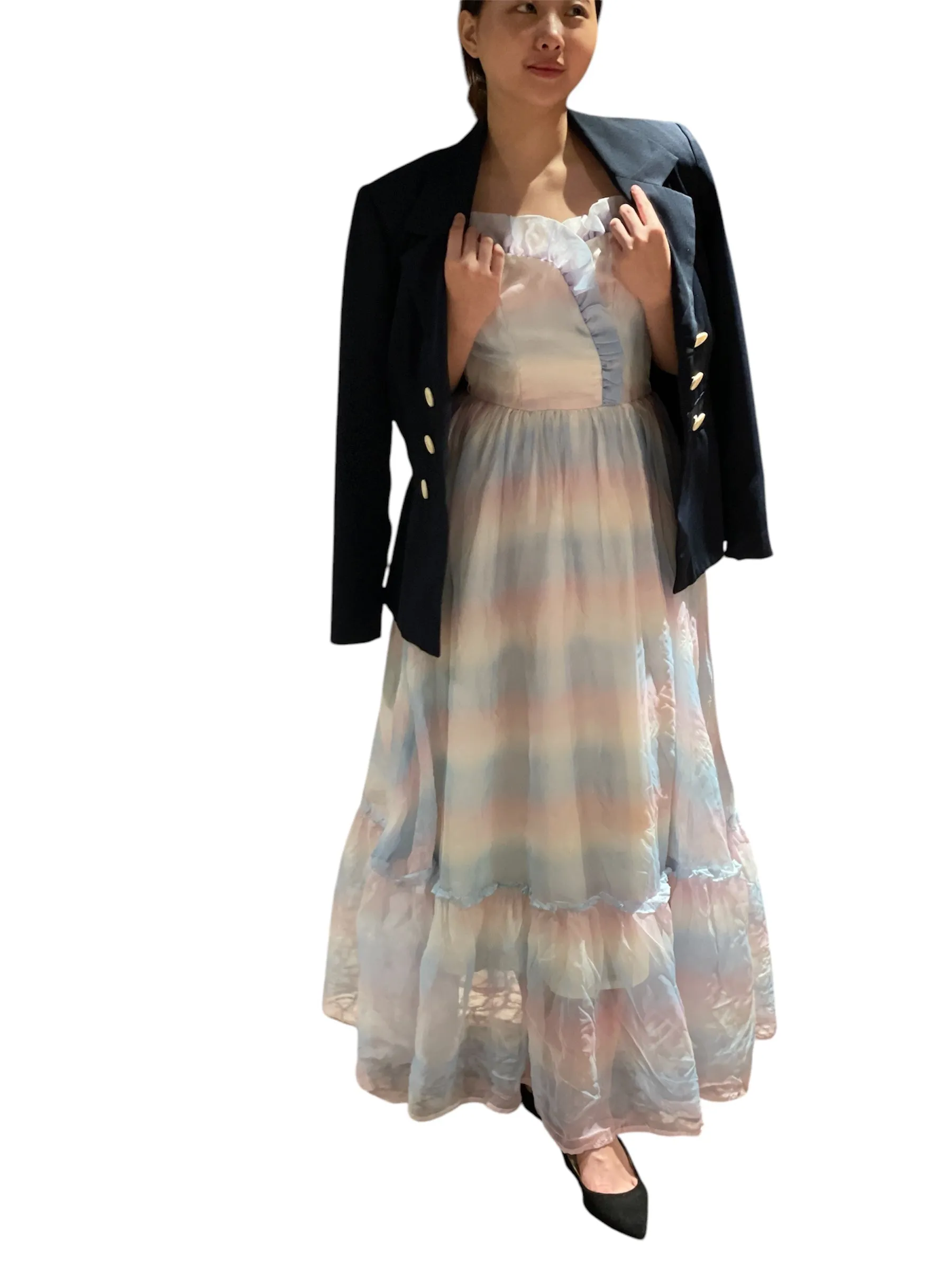 Pastel Rainbow - Bustier Maxi Evening Dress