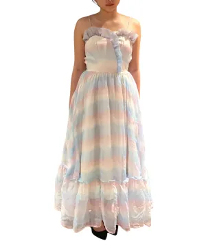Pastel Rainbow - Bustier Maxi Evening Dress