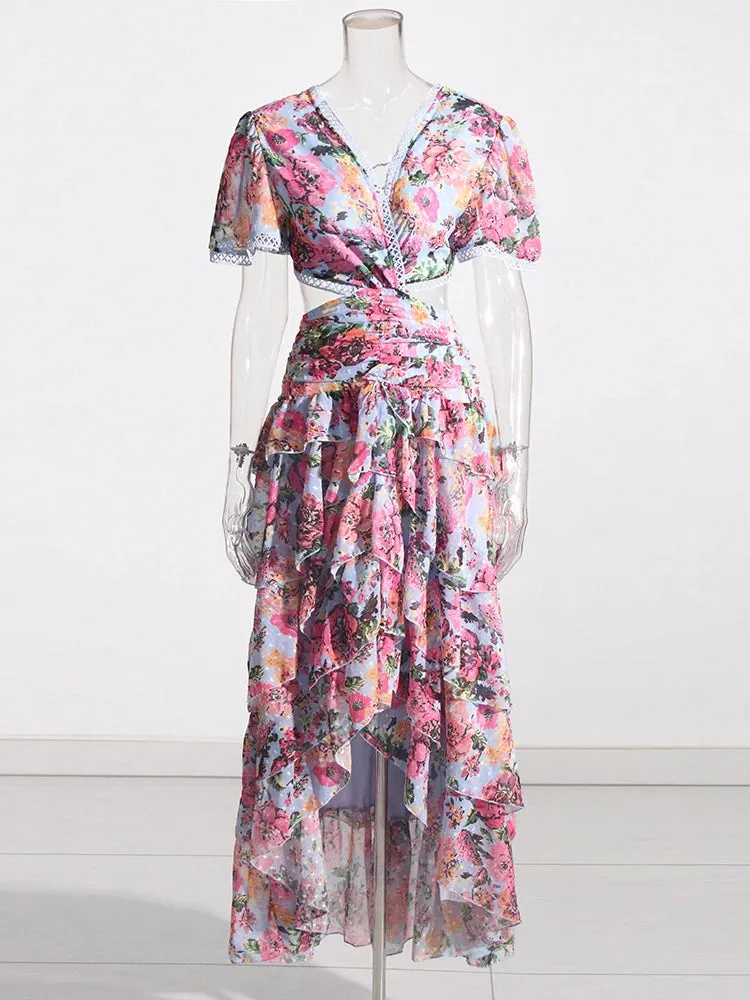Patchwork Lace Up Dresses