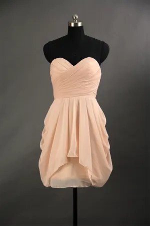 pink bridesmaid dresses short chiffon mermaid cute cheap wedding party dresses 2020