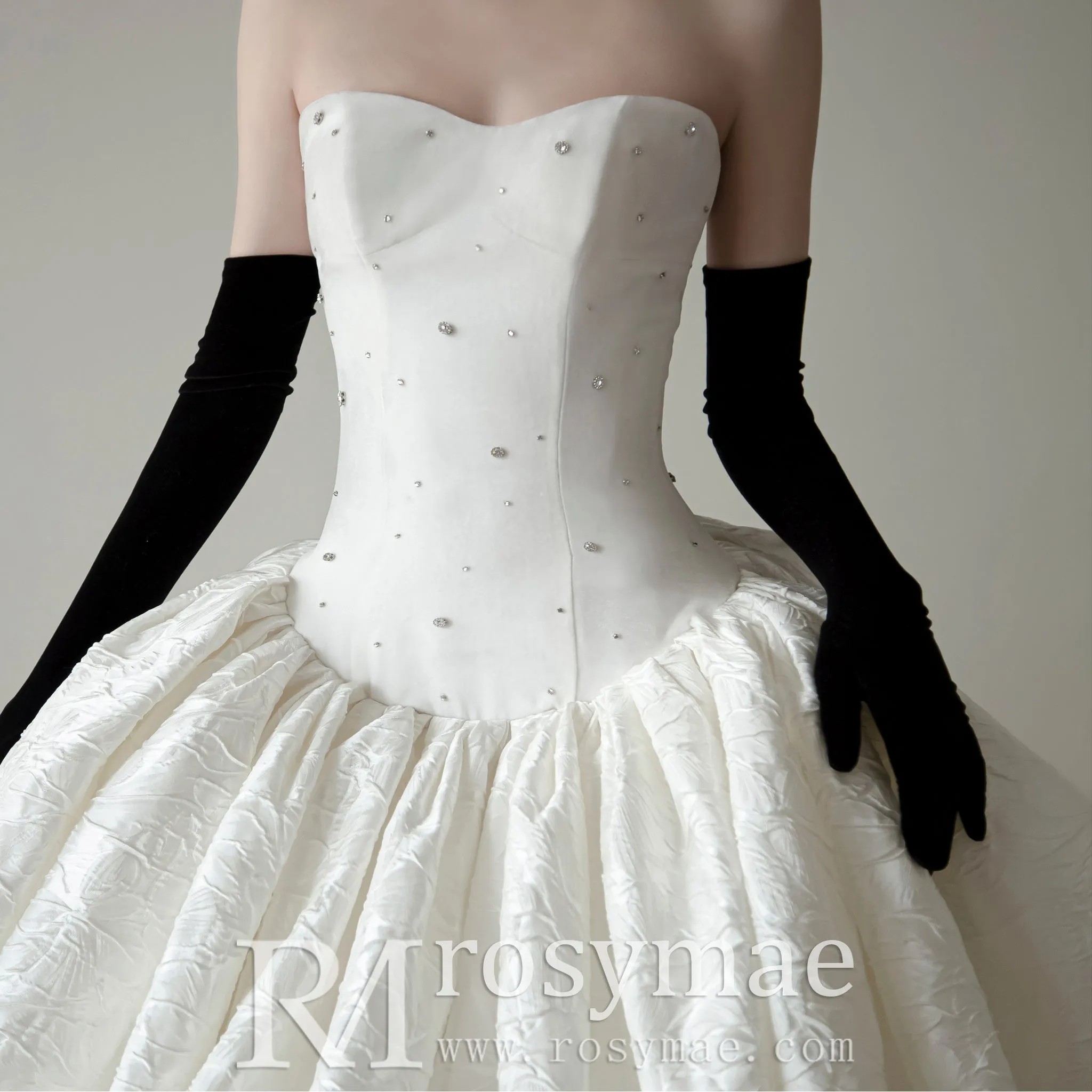 Pleated Ball Gown Luxury jacquard weave Wedding Dress