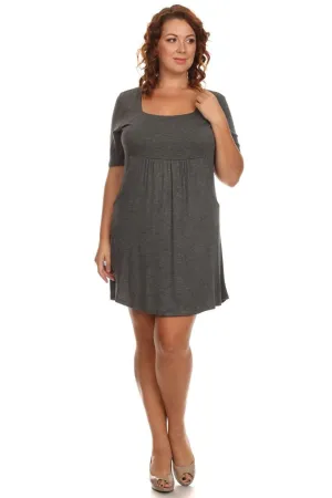 Plus Size Dresses with Sleeves with Pockets Gray