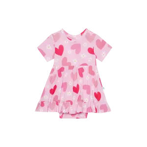 Posh Peanut- Daisy Love Short Sleeve Ruffled Bodysuit Dress