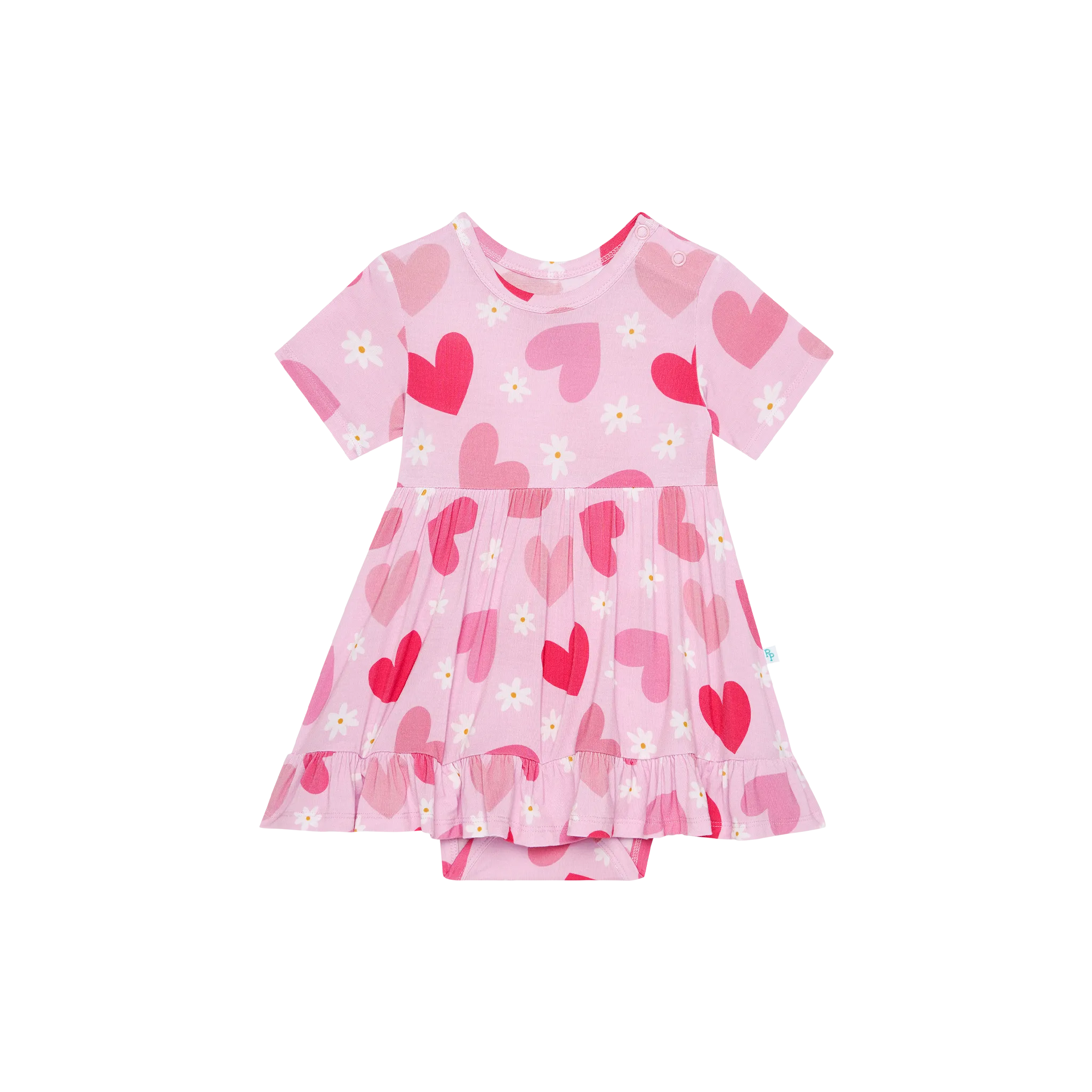 Posh Peanut- Daisy Love Short Sleeve Ruffled Bodysuit Dress