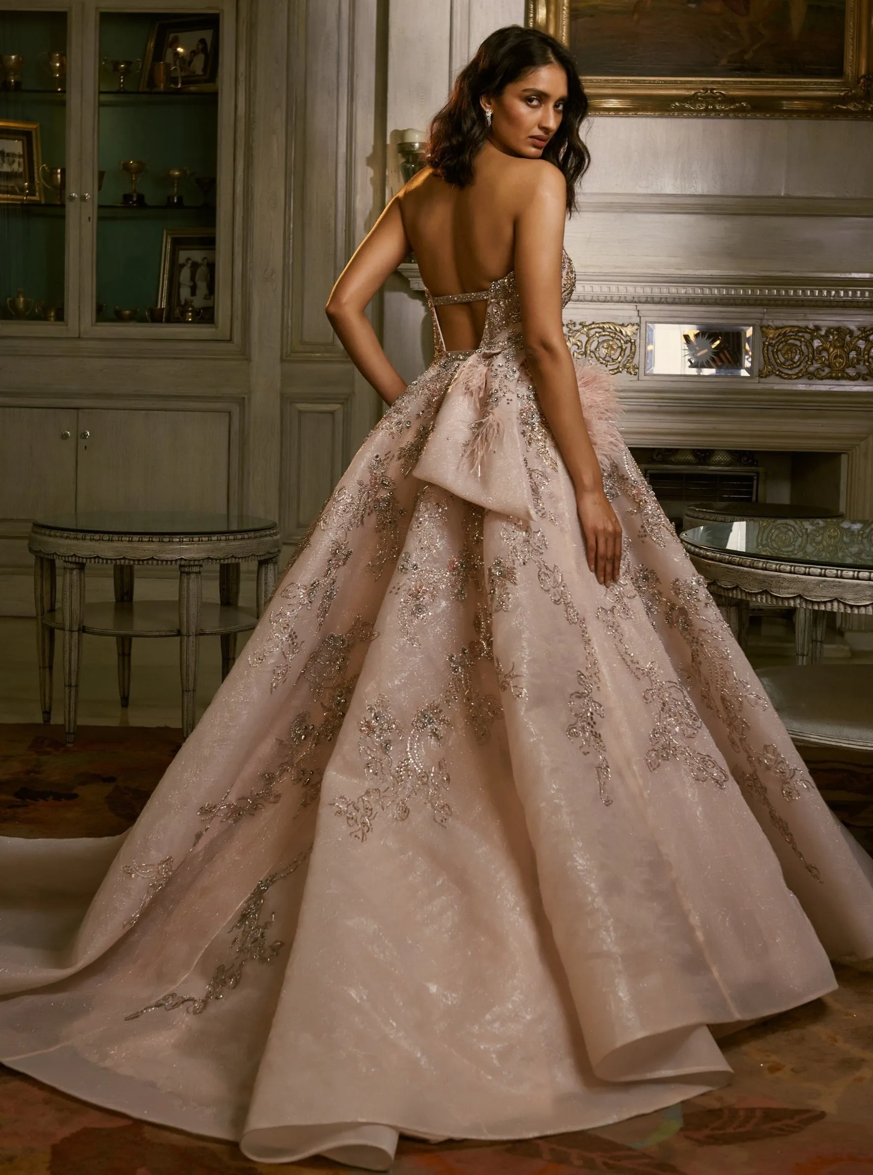 Powder Pink Yulia Organza Gown