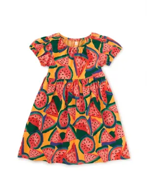 Puff Sleeve Empire Dress - Wiggly Watermelons
