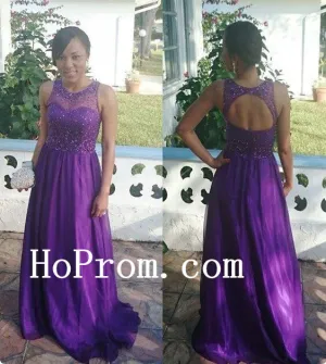 Purple Beading Prom Dresses,Chiffon Prom Dress,Evening Dress